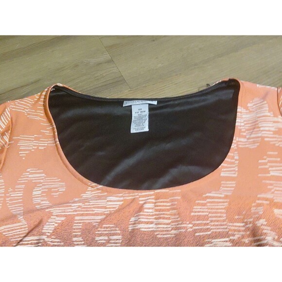 Catherine's Size 14-16 Jersey Knit Stretch 3/4 Sleeve Scroll Print Dress - Picture 3 of 9